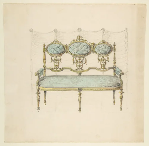 Design for a Settee by anonymous, drawing, 1800-1899