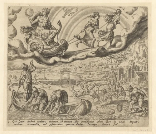Luna, de maan, en haar kinderen by Unknown, print, 1566-1570