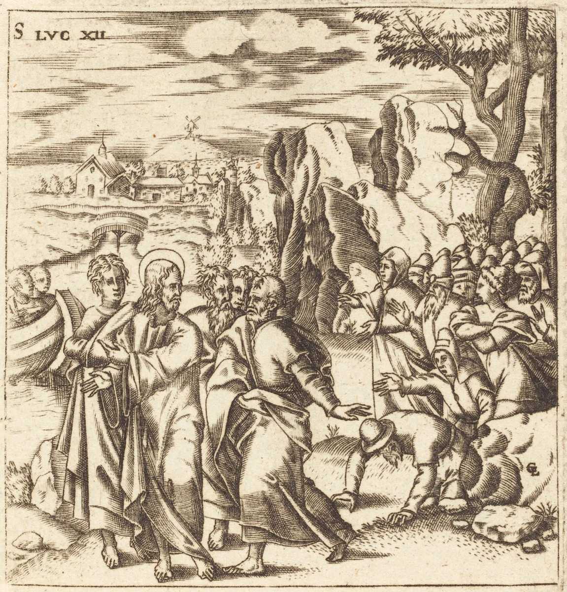 Christ Teaching the Multitude by Léonard Gaultier, print, 1576-1580