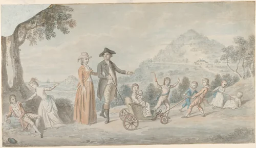 The Family of Sir James Hunter Blair, 1st Baronet by David Allan, drawing, 1780-1790