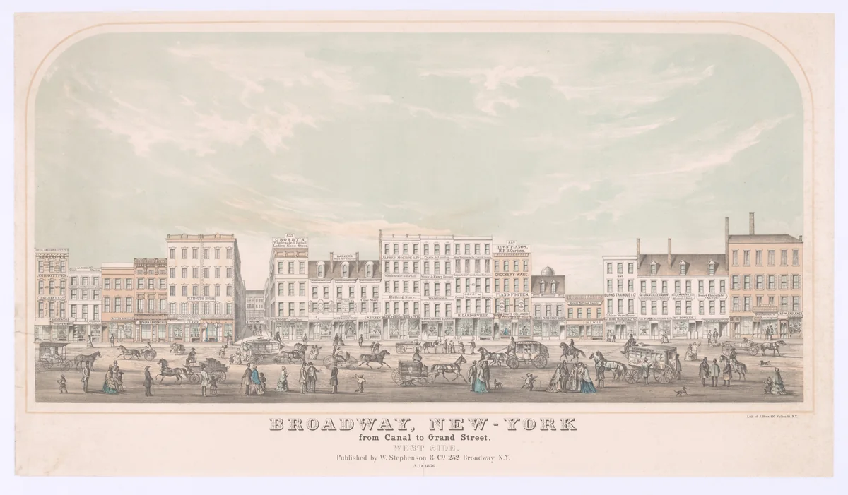 Broadway, New-York from Canal to Grand Street, West Side by Julius Bien, print, 1856