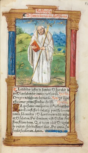 Printed Book of Hours (Use of Rome): fol. 108r, St. Bernard of Clairvaulx by Guillaume Le Rouge, book, 1510
