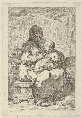 Mother and Child by Jacques Francois Amand, print, 1730-1769