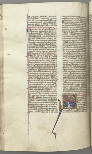 Fol. 224v, Psalm 68, historiated initial S, David in the water appealing to God above by Unknown, book, 1270-1300