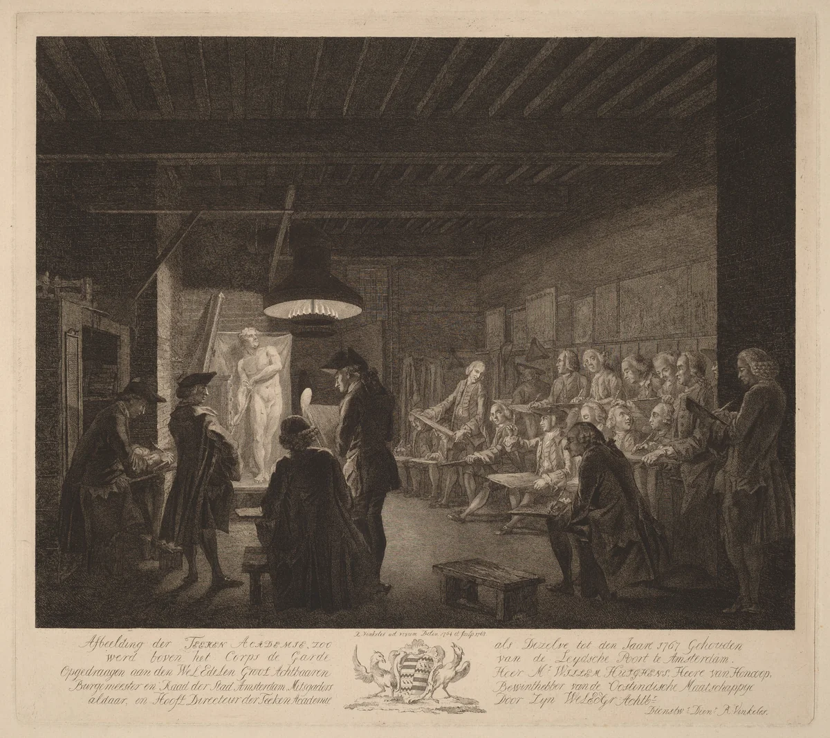 The Drawing Academy in Amsterdam by Reinier Vinkeles, print, 1768