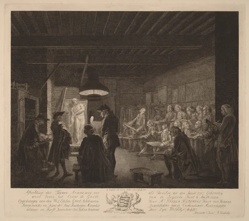 The Drawing Academy in Amsterdam by Reinier Vinkeles, print, 1768