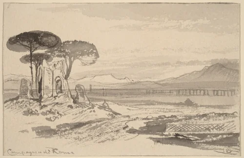 Campagna di Roma by Edward Lear, drawing, 1884-1885