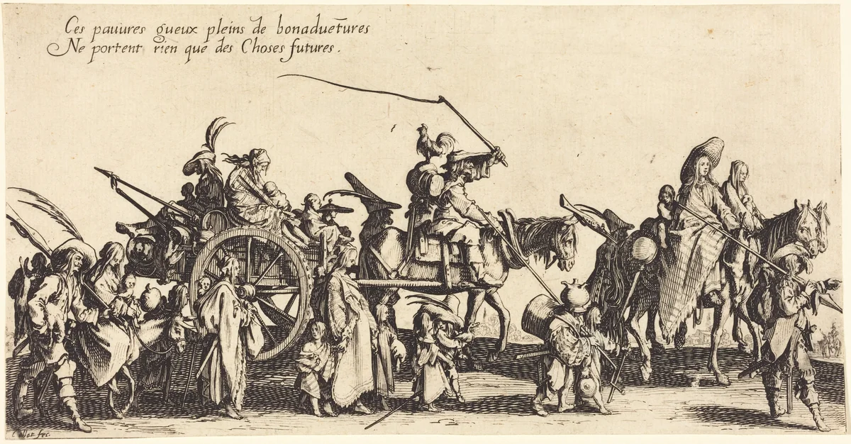 The Bohemians Marching: The Rear Guard by Jacques Callot, print, 1621