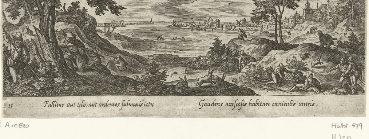 Konijnenjacht by Unknown, print, 1582-1633