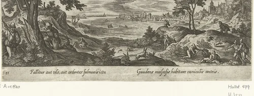 Konijnenjacht by Unknown, print, 1582-1633