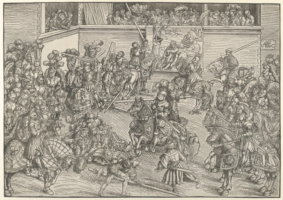 The Tournament with Samson and the Lion by Lucas Cranach, print, 1509