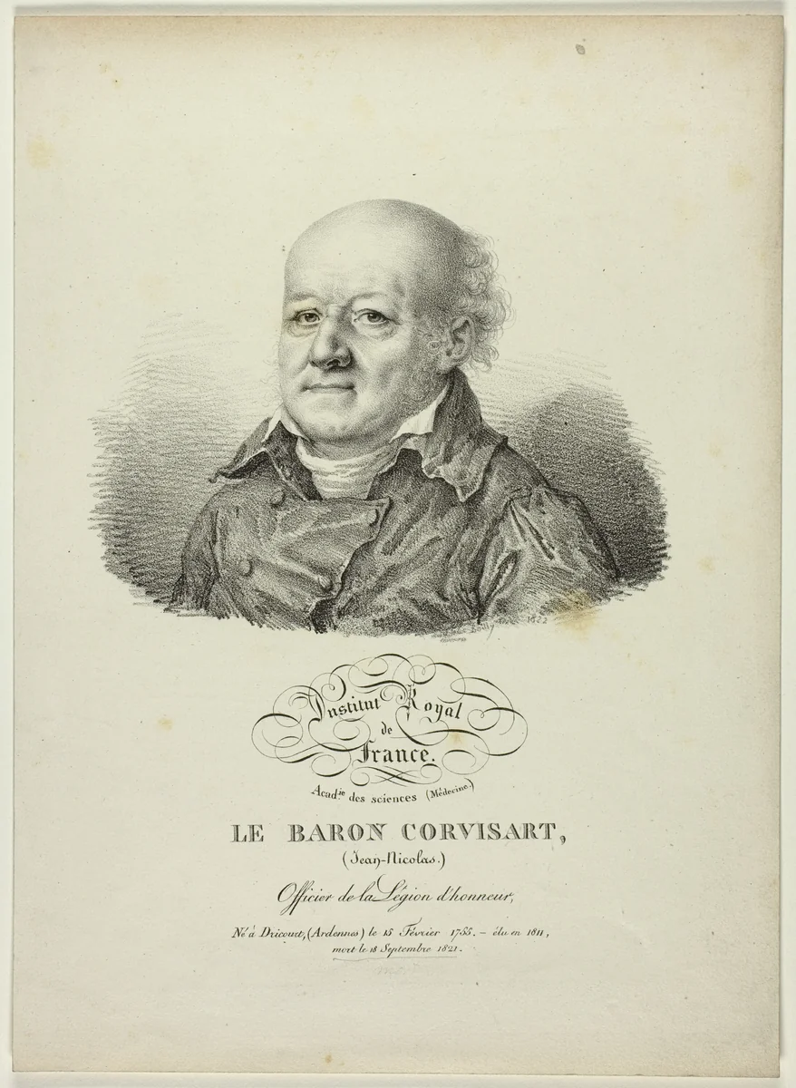 Portrait of Jean-Nicolas, Baron Corvisart by Jules Boilly, print, 1822