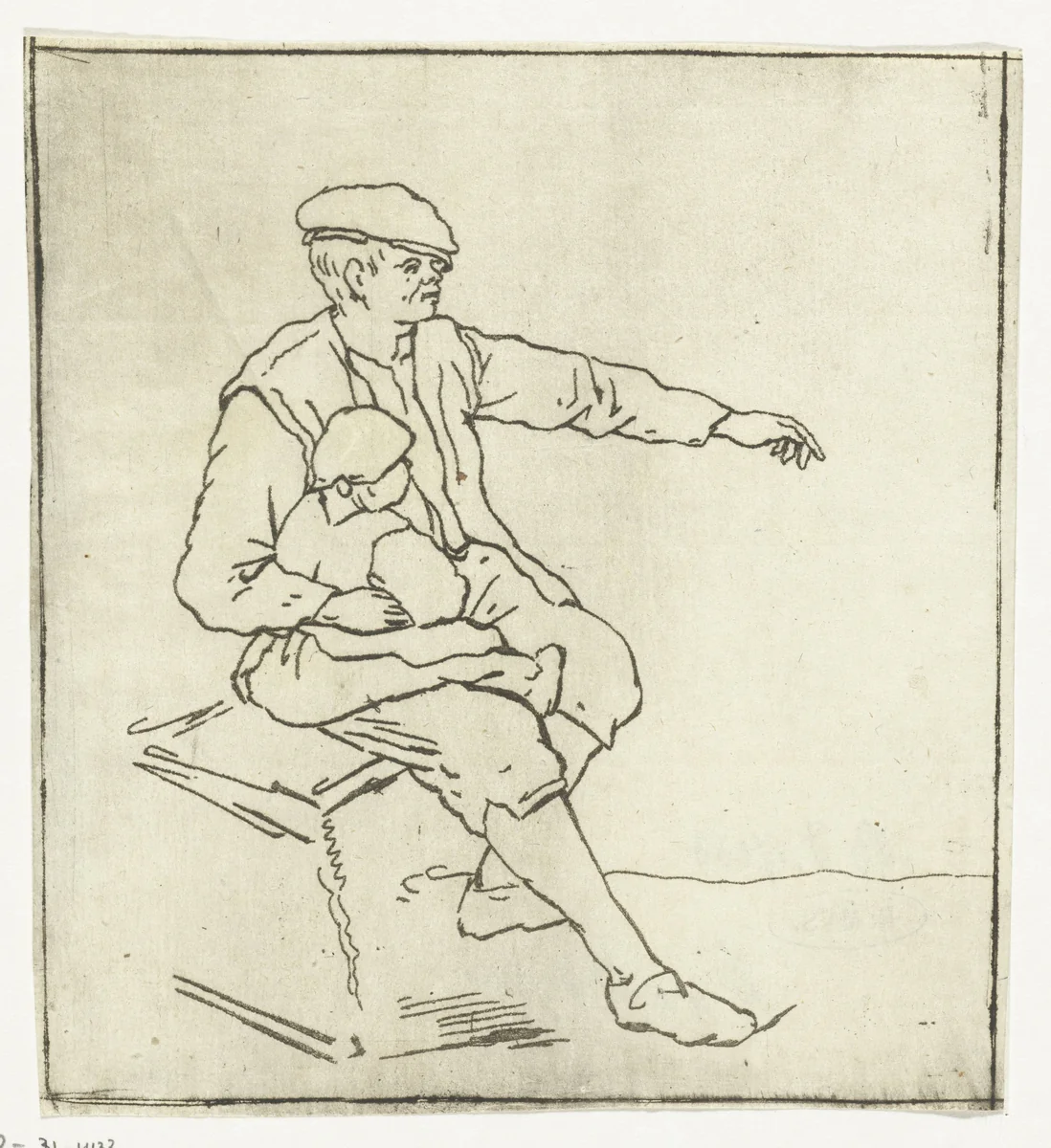 Man met kind by Anthonie van den Bos, print, 1778-1838