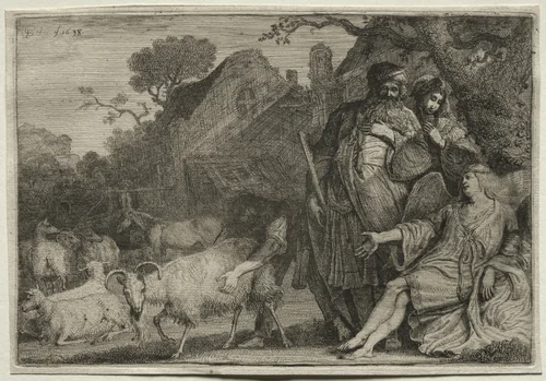 An Angel Foretells the Birth of Abraham's Son by Gerrit Claesz. Bleker, print, 1638