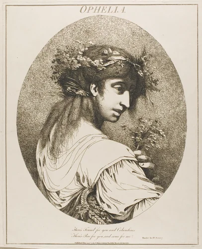 Ophelia, from Twelve Characters from Shakespeare by John Hamilton Mortimer, print, 1809