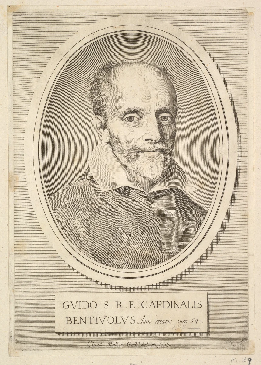 Portrait of Cardinal Guido Bentivoglio by Claude Mellan, print, 1633