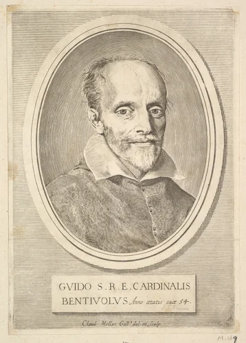 Portrait of Cardinal Guido Bentivoglio by Claude Mellan, print, 1633