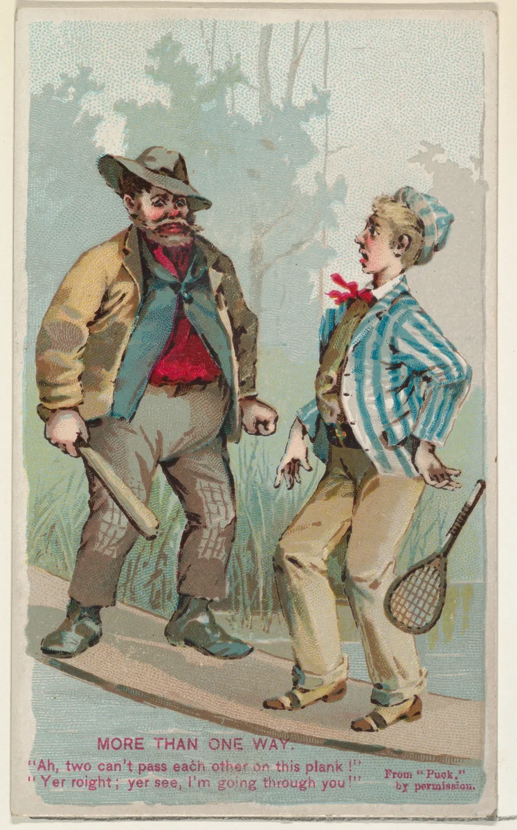 More Than One Way, from the Snapshots from "Puck" series (N128) issued by Duke Sons & Co. to promote Honest Long Cut Tobacco by W. Duke, Sons & Co., print, 1888