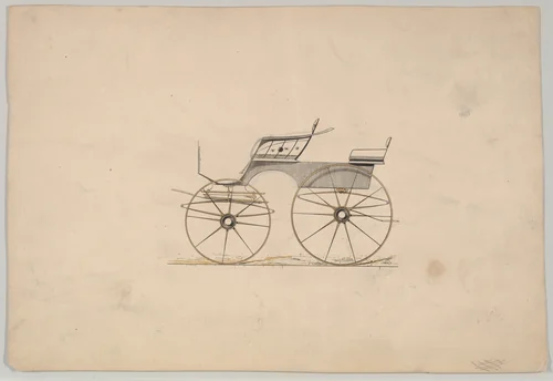 T-Cart Phaeton (unnumbered) by Brewster & Co., drawing, 1850-1870