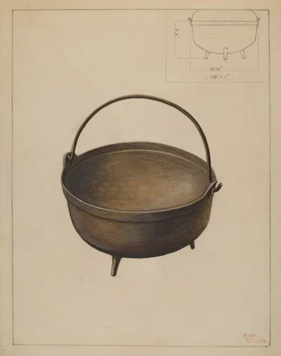 Fireplace Kettle by Hugh Clarke, index of american design, 1936
