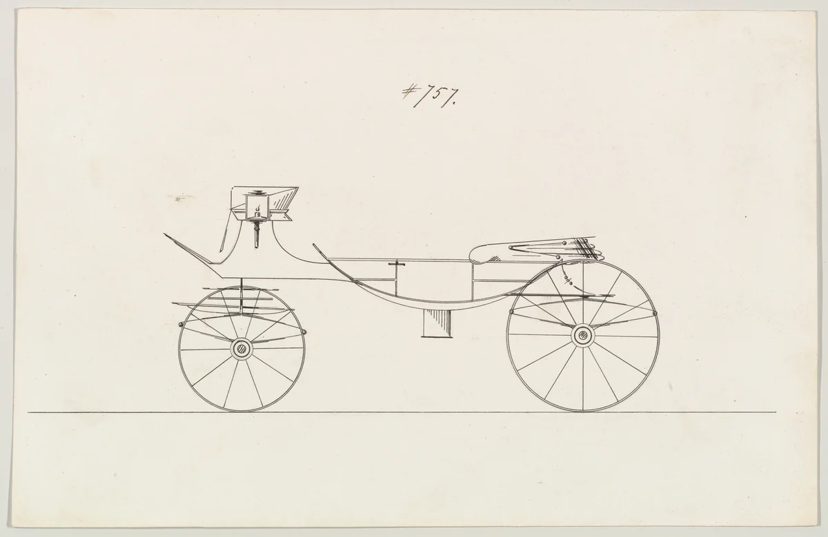 Design for Vis-à-vis/ Barouche, no. 757 by Brewster & Co., drawing, 1850-1870