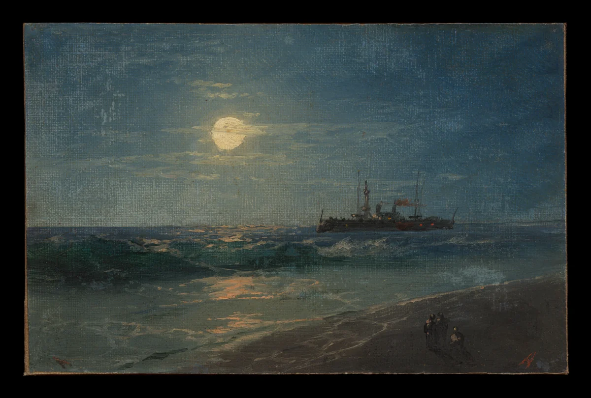 Ship by Moonlight by Ivan Aivazovsky, painting, 1837-1900