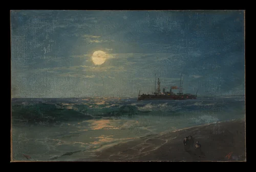 Ship by Moonlight by Ivan Aivazovsky, painting, 1837-1900