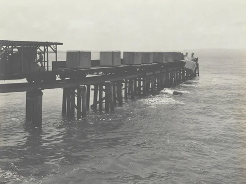 East Breakwater -- Limon Bay. Plowing 25 ton concrete blocks by Unidentified Photographer, photograph, 1916