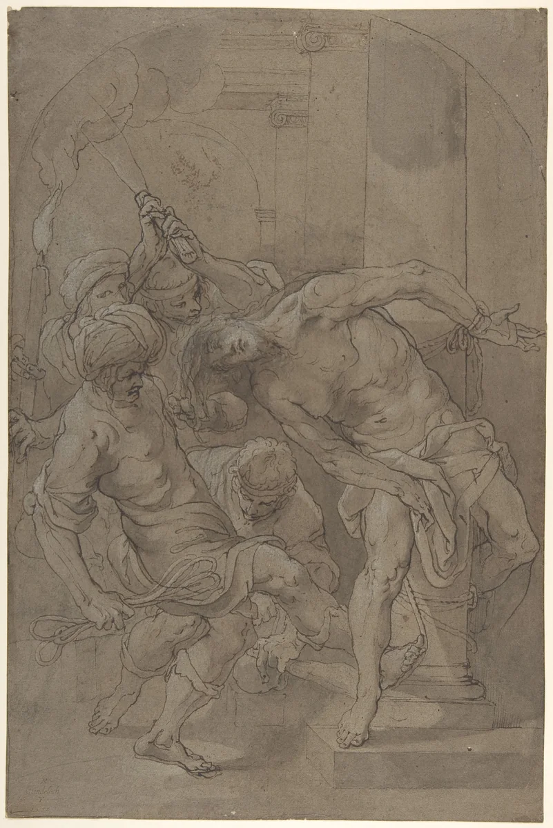 The Flagellation of Christ by Matthäus Gundelach, drawing, 1632