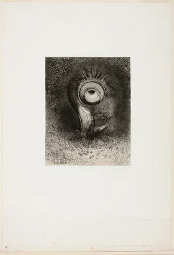 There Was Perhaps a First Vision Attempted in the Flower, plate 2 of 8 from "Les Origines" by Odilon Redon, print, 1883