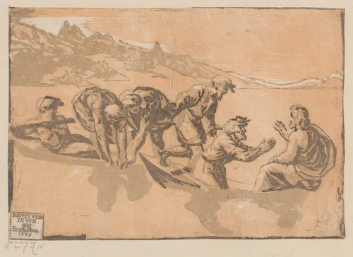 Wonderbare visvangst by Ugo da Carpi, print, 1609