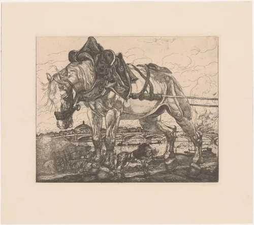 Trekpaard bij de Seine in Parijs by Pieter Dupont, print, 1898
