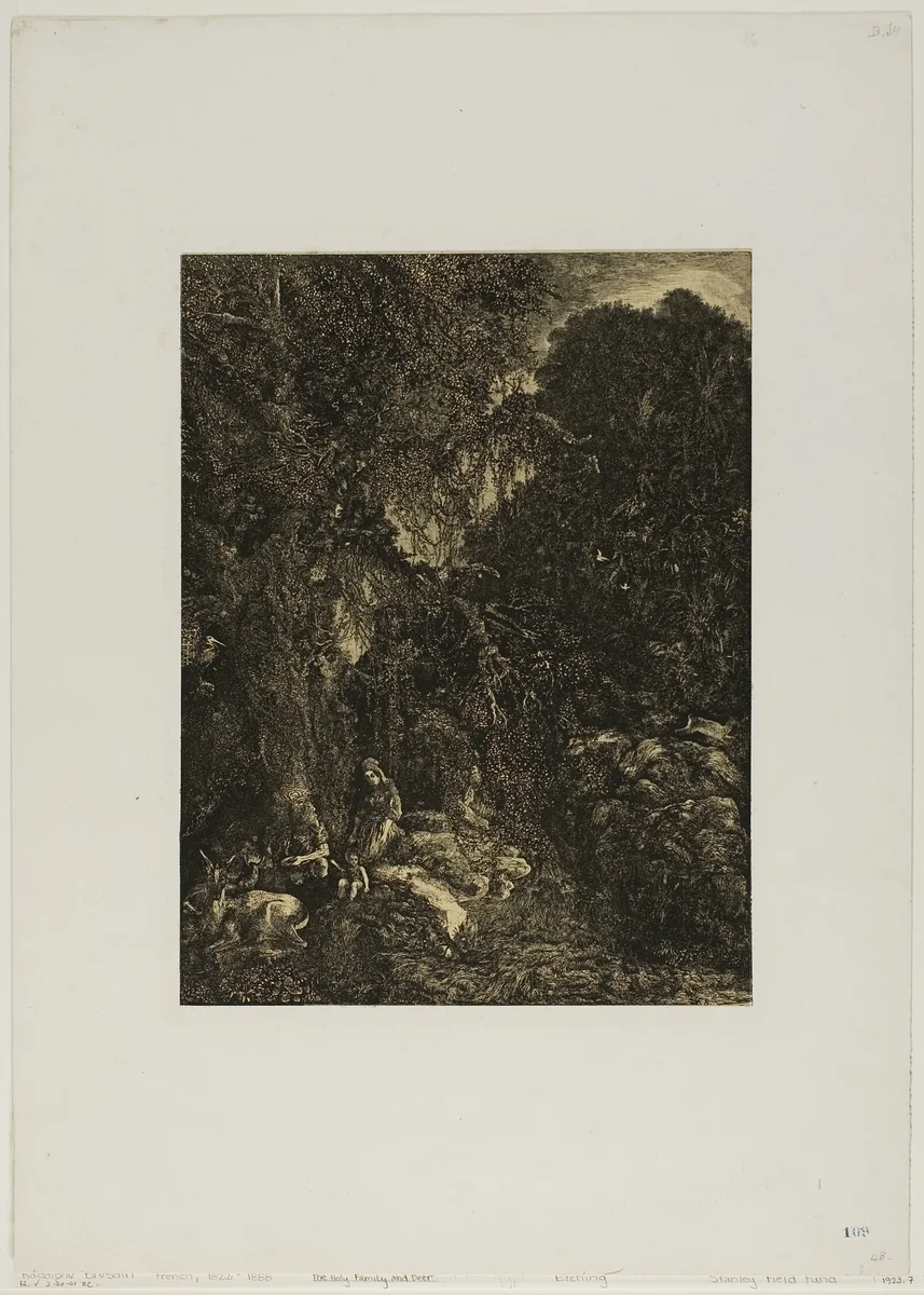 Holy Family with Deer by Rodolphe Bresdin, print, 1871
