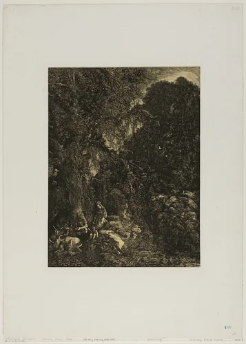 Holy Family with Deer by Rodolphe Bresdin, print, 1871