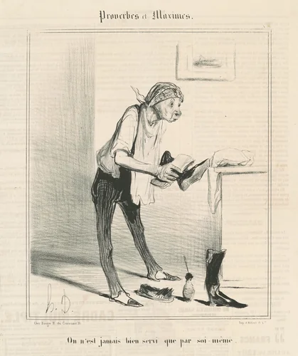 On n'est jamais bien servi que par soi-même by Honoré Daumier, print, 1840
