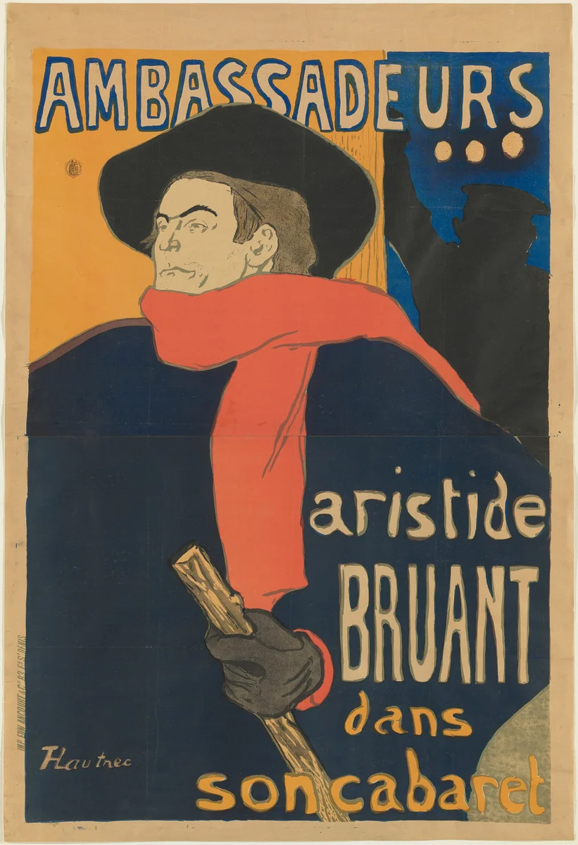 Ambassadeurs: Aristide Bruant by Henri de Toulouse-Lautrec, other, 1892