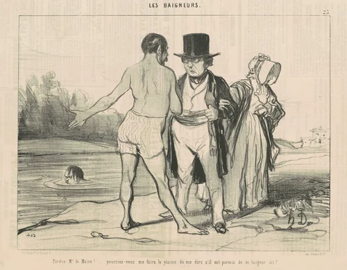 Pardon, Mr Le Maire! ... pourriez-vous ... by Honoré Daumier, print, 1842