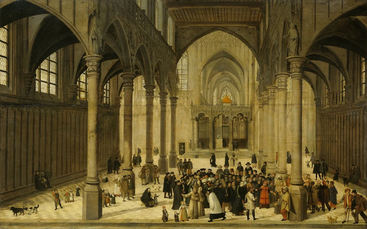 Church Interior with Christ Preaching to a Congregation by Unknown, painting, 1545-1570