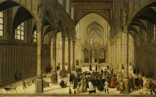 Church Interior with Christ Preaching to a Congregation by Unknown, painting, 1545-1570