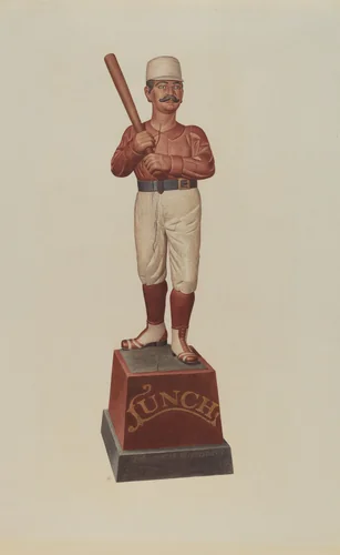 Cigar Store Figure: Ball Player by Albert Ryder, index of american design, 1939