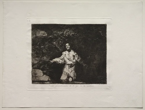 The Horrors of War: Title Page - Sad Forebodings of What is Going to Happen by Francisco de Goya, print, 1810-1820