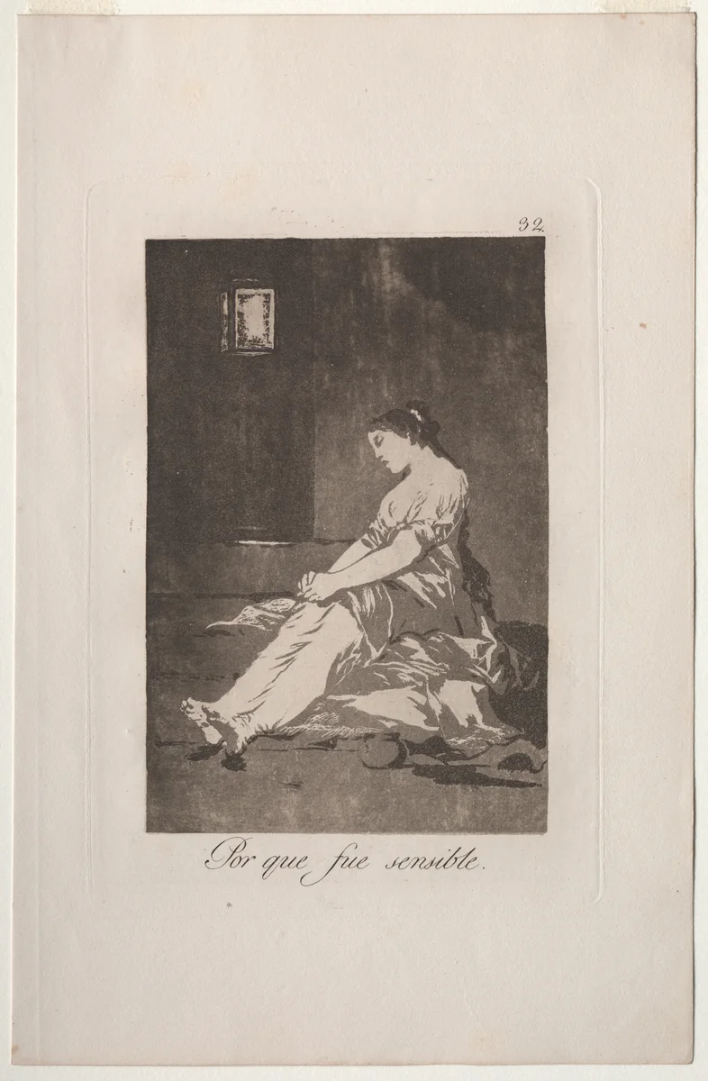 Because She Was Susceptible, Plate 32 by Francisco de Goya, print, 1799