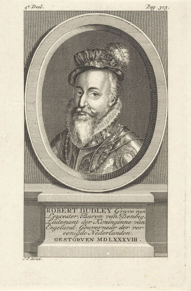 Portret van Robert Dudley, graaf van Leicester by Jan Punt, print, 1751