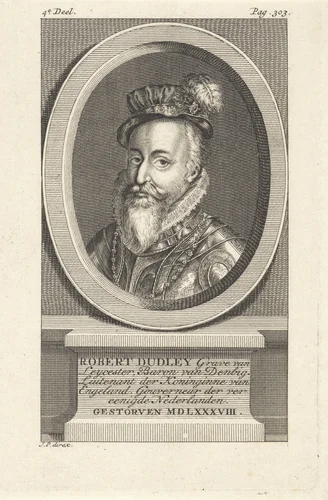 Portret van Robert Dudley, graaf van Leicester by Jan Punt, print, 1751