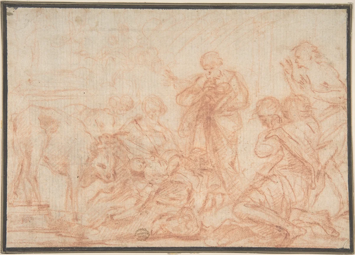 The Adoration of the Shepherds by anonymous, drawing, 1600-1699