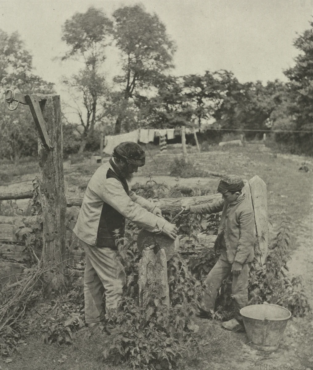 At the Grindstone--A Suffolk Farmyard by Peter Henry Emerson, photograph, 1888