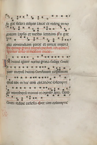 Missale: Fol. 156: Music for "Exultet" by Bartolommeo Caporali, book, 1469