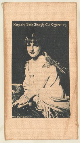 Seated woman with bird on shoulder (on brown silk), from the Girl Art Subjects series (N193) issued by Wm. S. Kimball & Co. by William S. Kimball & Company, print, 1887-1894