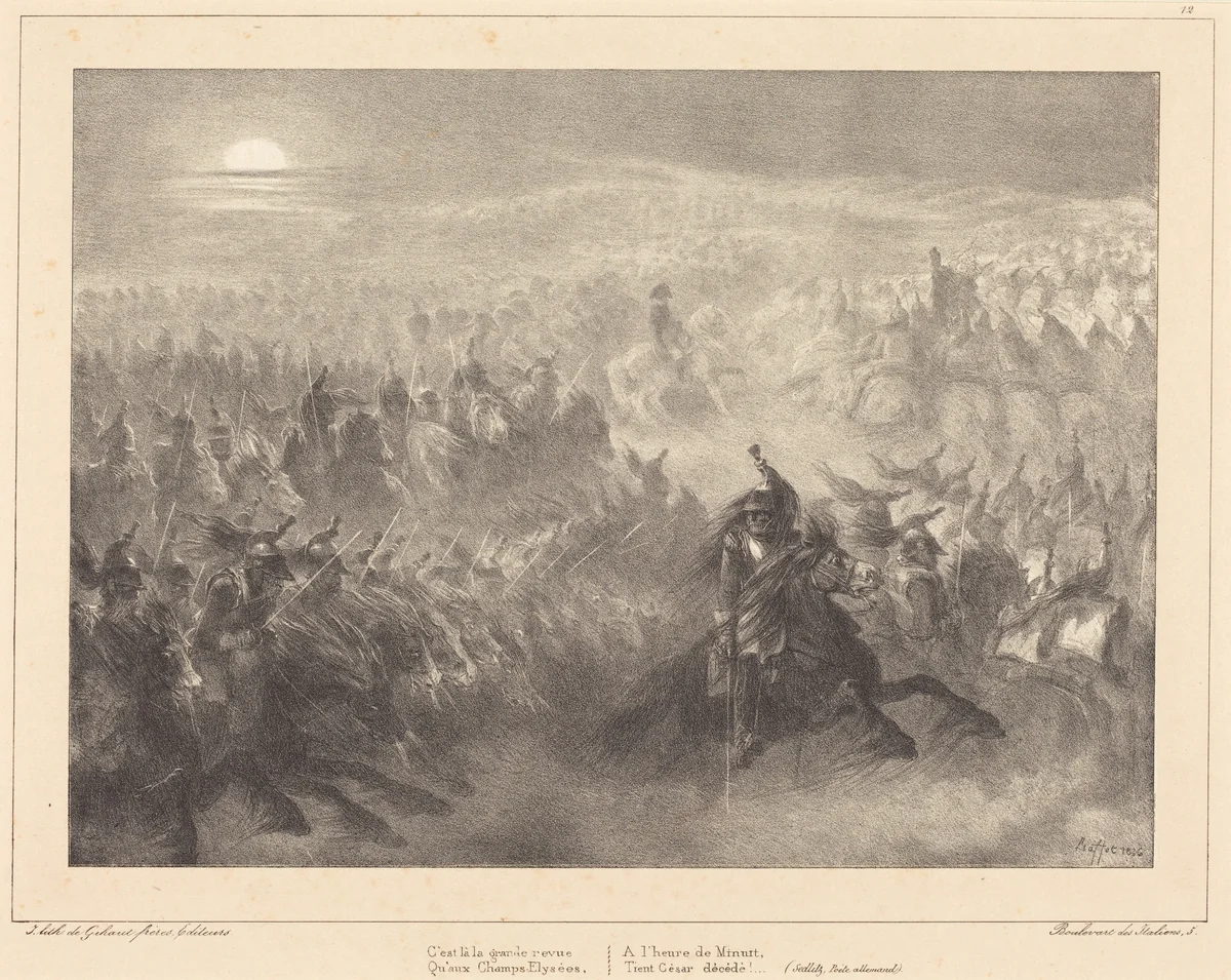 Nocturnal Review by Auguste Raffet, print, 1836