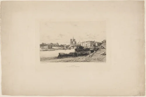 Paris: Vue prise du pont d'Austerlitz (Paris: View Taken from the Pont d'Austerlitz) by Alfred Alexandre Delauney, print, 1877